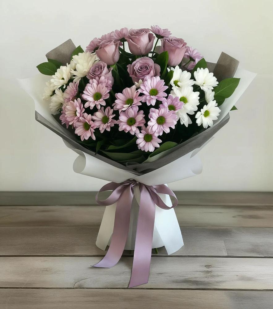 Букет цветов из: Хризантемы и Розы в Урушу
