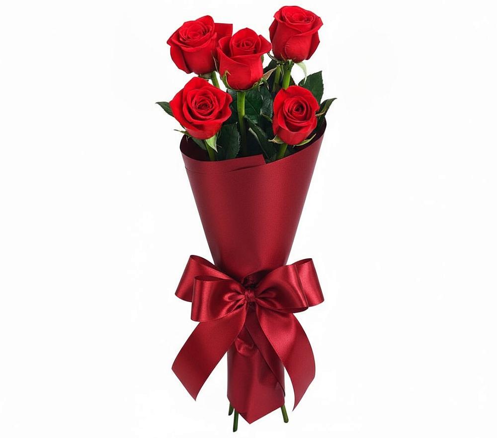 Букет 5 Красных роз Эдлесс Лав в Урушу