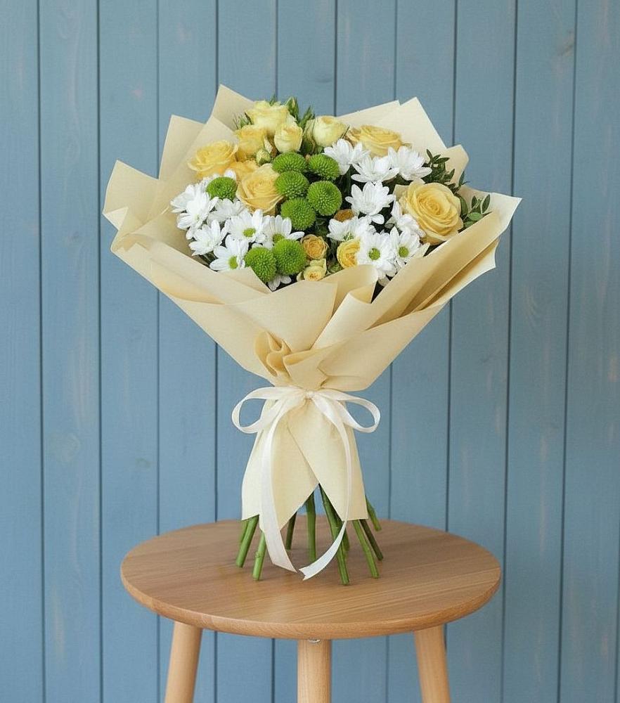 Букет цветов из: Хризантемы и Розы в Урушу