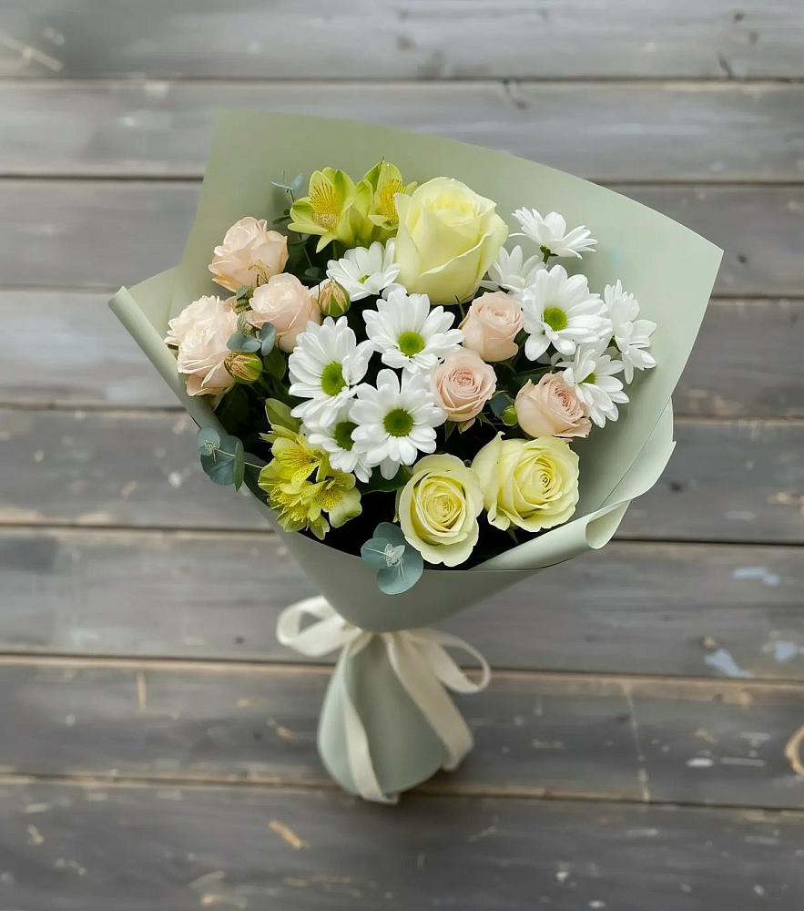Букет цветов из: Альстромерии, Розы и Хризантемы в Урушу