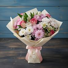 Букет цветов из:  Хризантемы, Альстромерии и Розы #REPLACE_PRED# Урушу