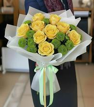 Букет цветов из:  Хризантемы и Розы #REPLACE_PRED# Урушу