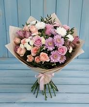 Букет цветов из:  Хризантемы, Розы и Альстромерии #REPLACE_PRED# Урушу