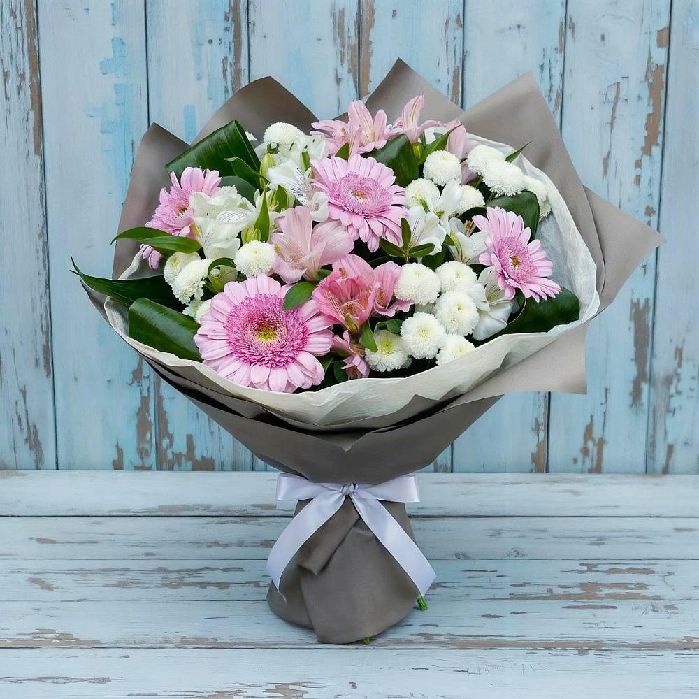 Букет цветов из: Герберы, Альстромерии и Хризантемы в Урушу