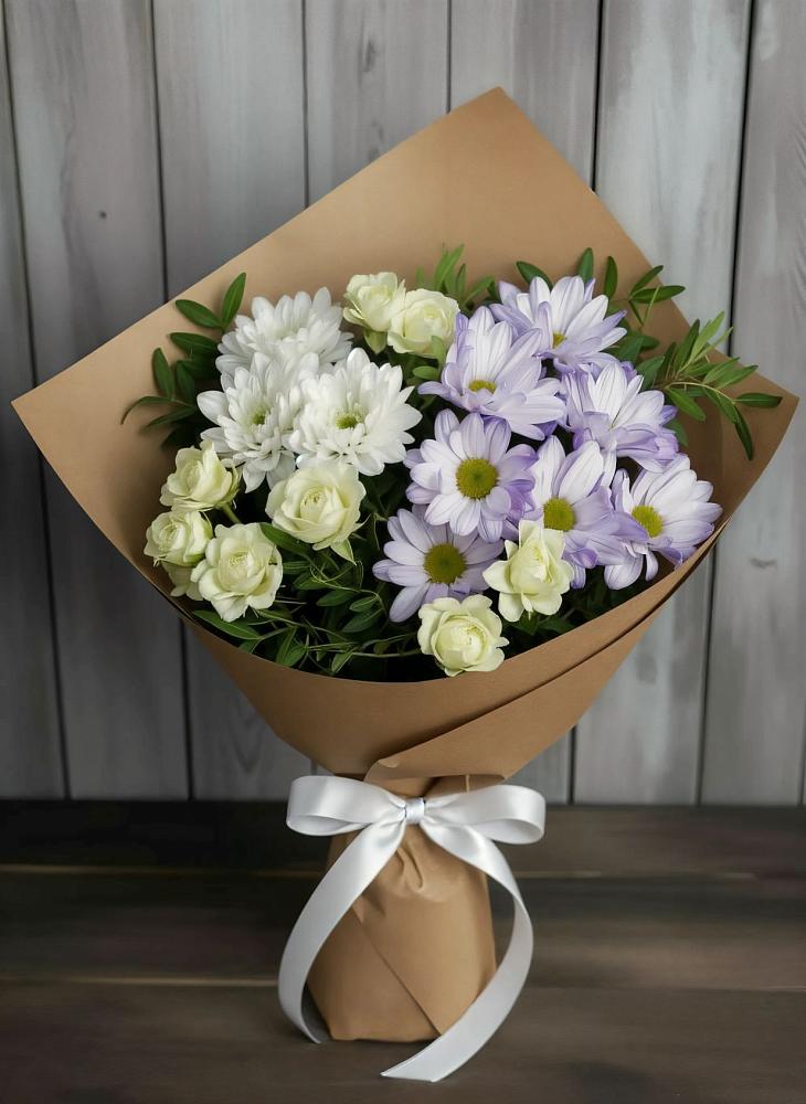 Букет цветов из: Хризантемы и Розы в Урушу