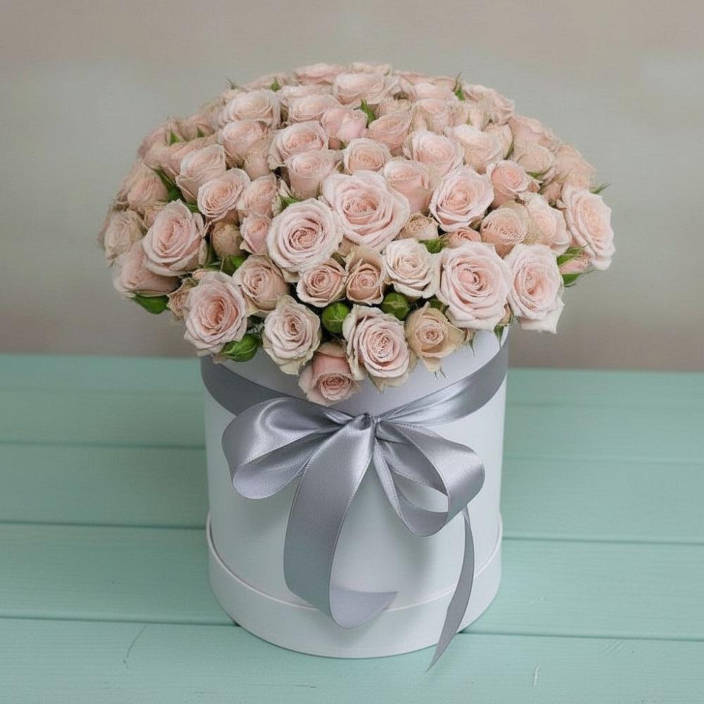 Цветочная композиция из Розы в шляпной коробке в Урушу